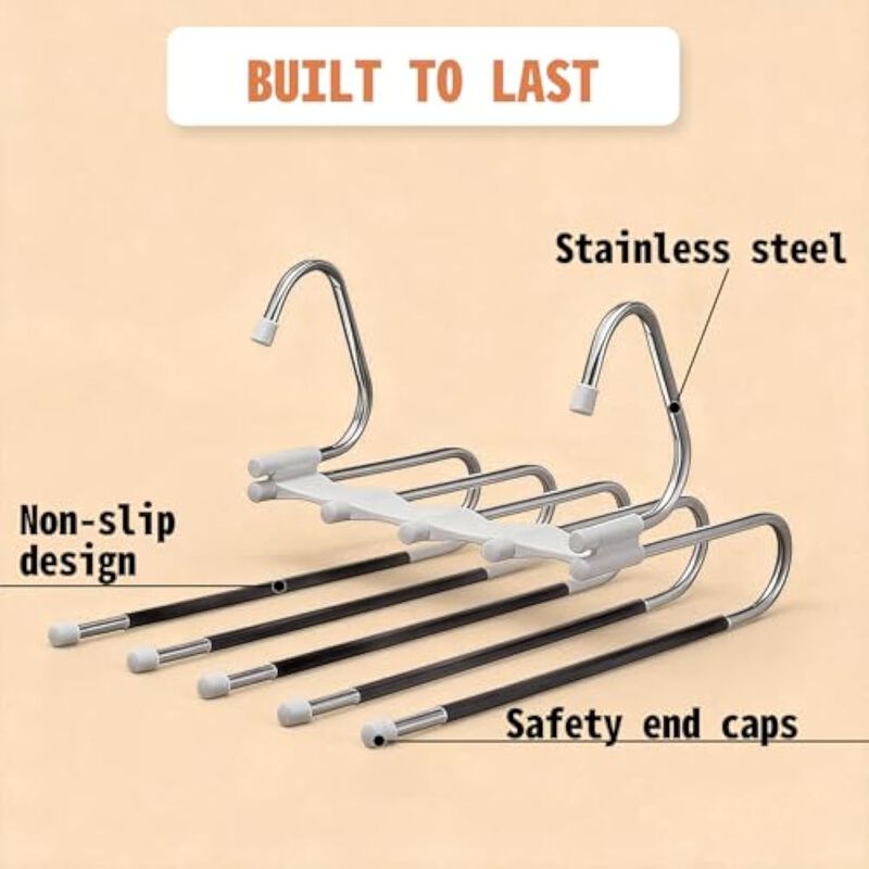 Closet Organizer with 12 Clips | Pants Hangers with Clips & Legging Organizer image number 3