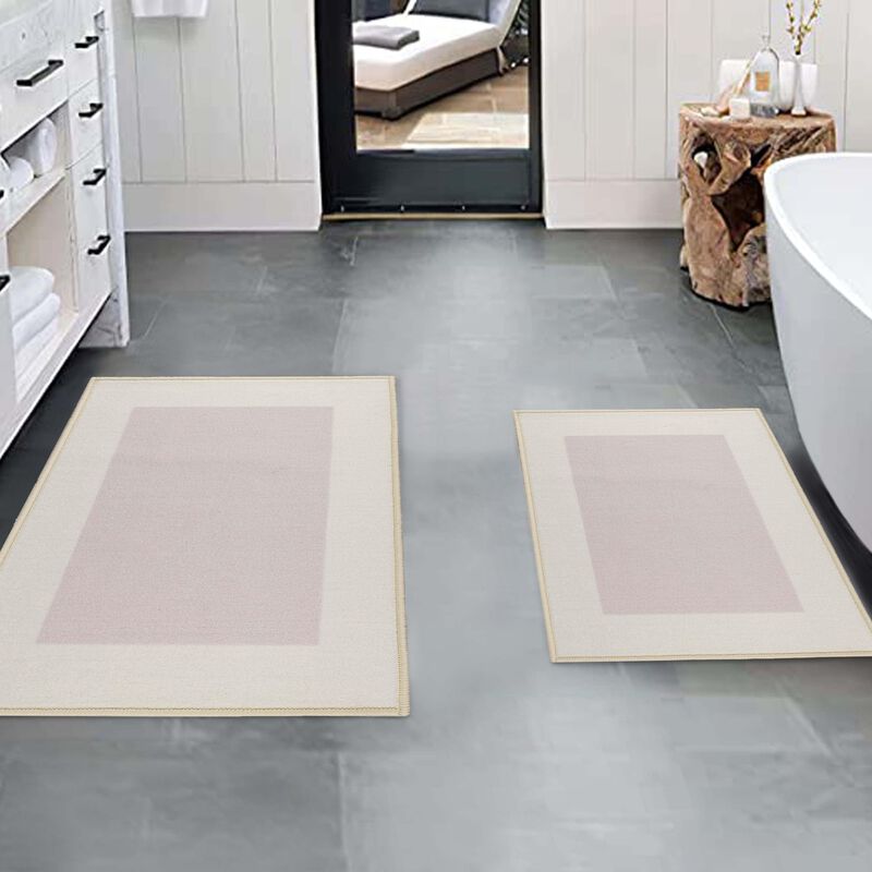 Washable Kitchen Bathroom Rug Mat Set with Soft Non Slip Backing image number 1
