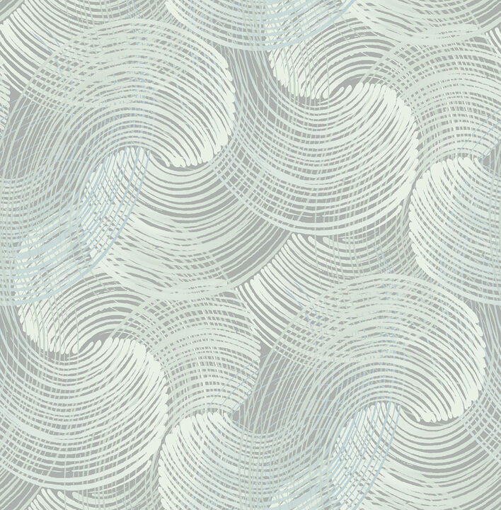 Karson Teal Swirling Geometric Wallpaper