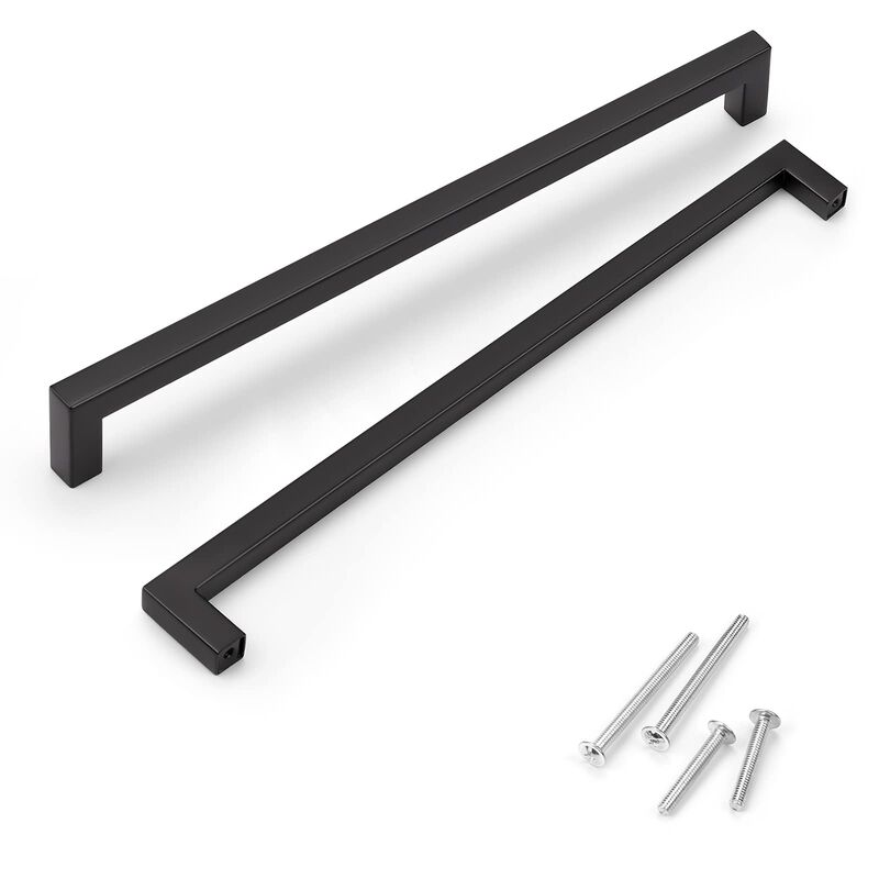 KNOBWELL 6 Pack Stainless Steel Cabinet Pulls, Black Stainless Steel Kitchen Cabinet Handles Drawer Pulls, Hole Spacing 10 Inch,