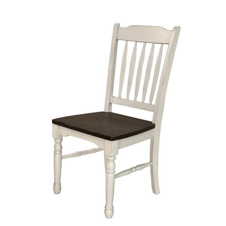 Belen Kox Chalk-Cocoa Slatback Dining Chairs (Set of 2), Belen Kox