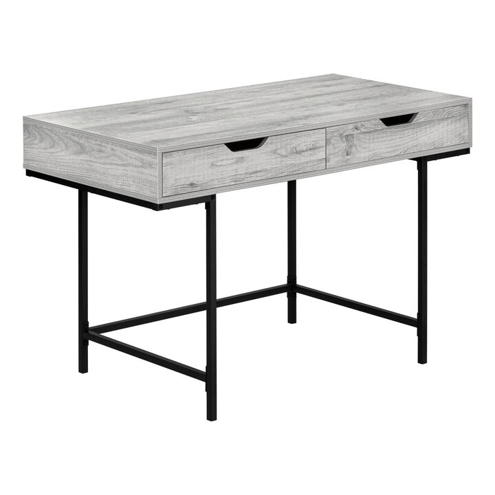 Monarch Specialties I 7553 Computer Desk, Home Office, Laptop, Storage Drawers, 48"L, Work, Metal, Laminate, Grey, Black, Contemporary, Modern