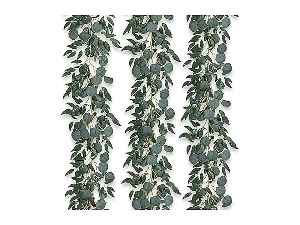3 Pack Fake Eucalyptus Vines 6 Ft Silk Ivy Garland Odorless Lush Green Leaves