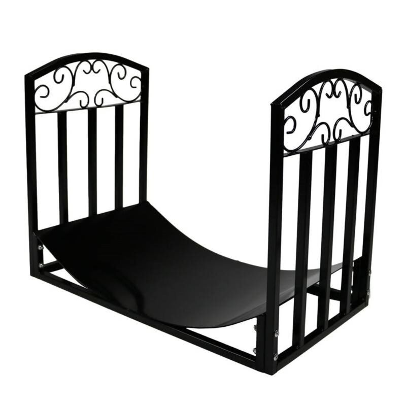 Hivvago Black Metal Indoor Outdoor 2-Ft Firewood Holder Log Rack