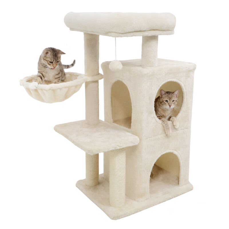 33.5" Cat Tower with 2-Tier Condo and Comfortable Padded Top Perch image number 3
