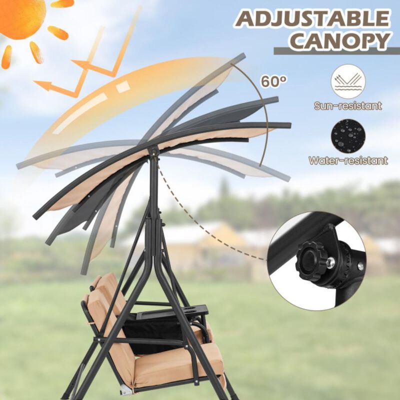 Hivvago Porch Swing Chair with Adjustable Canopy