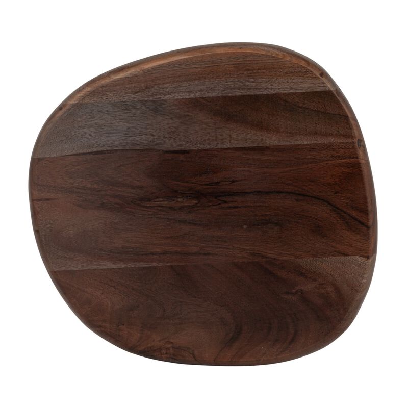 Abstract Enameled Metal Accent Table with Acacia Wood Top image number 6