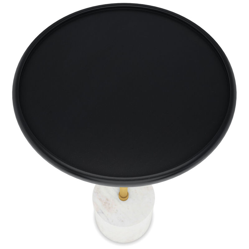 Turner 12 inch Wide Solid Mango/Genuine Marble/Iron Modern End Table in Black/Gold/White