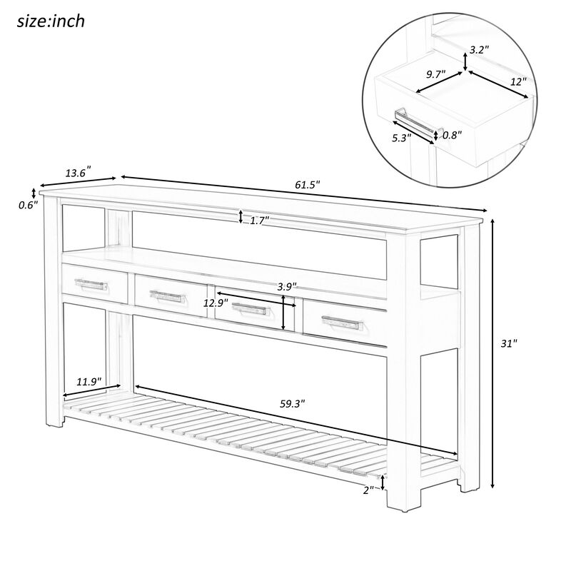 Soxtuk 61.5''Large Console Table image number 9