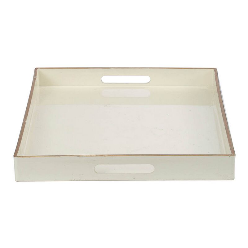 Mimosa Rectangle Tray With Cutout Handles, White image number 3