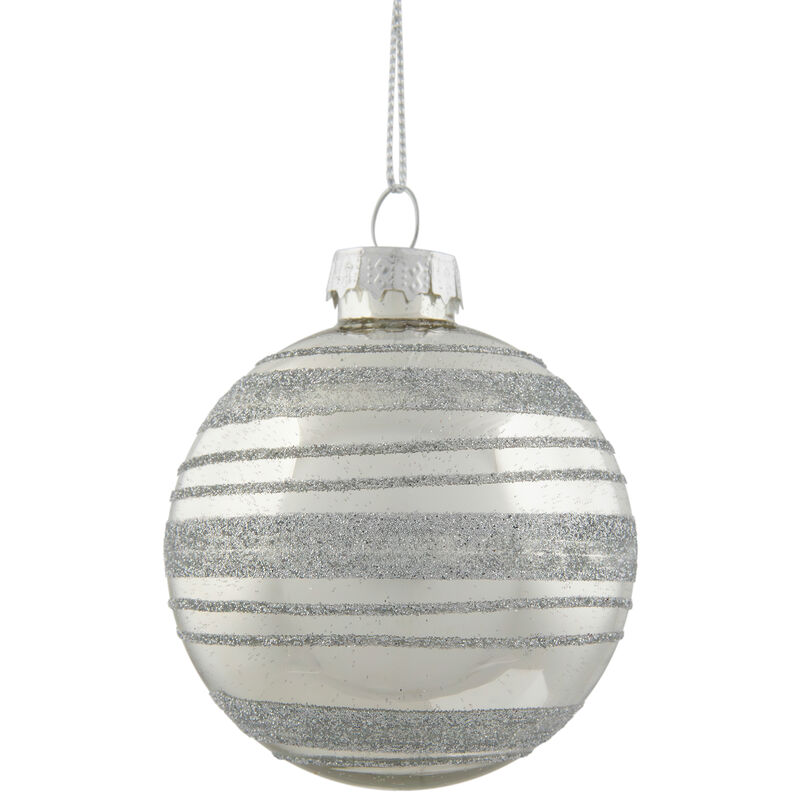 Set of 4 Silver Christmas Ball Ornaments 2.5" (67mm) image number 8