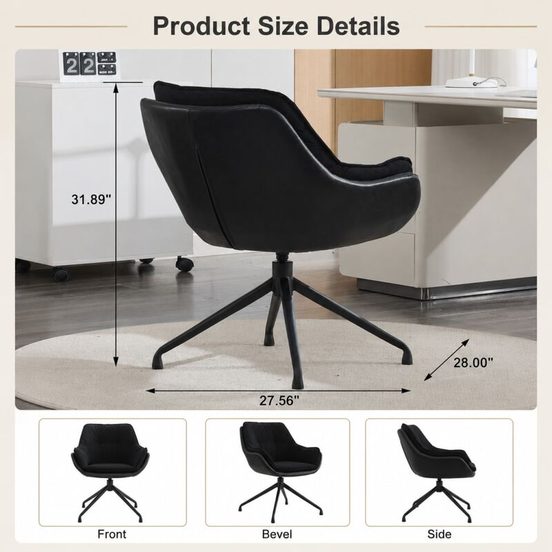 GOODSILO Ergonomic High Back Faux Leather Office Chair with Adjustable Height, 360&deg; Swivel and Soft Padding for All-Day Comfort image number 1