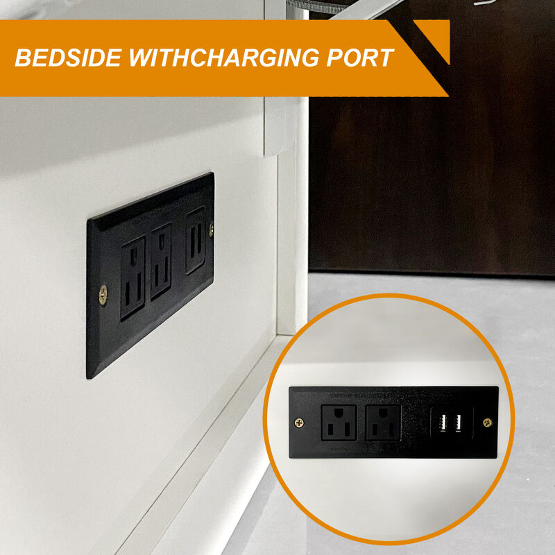 Queen Murphy Bed, Murphy Bed with Drawer Includes Storage Cabinet,USB and Charging Port,Black