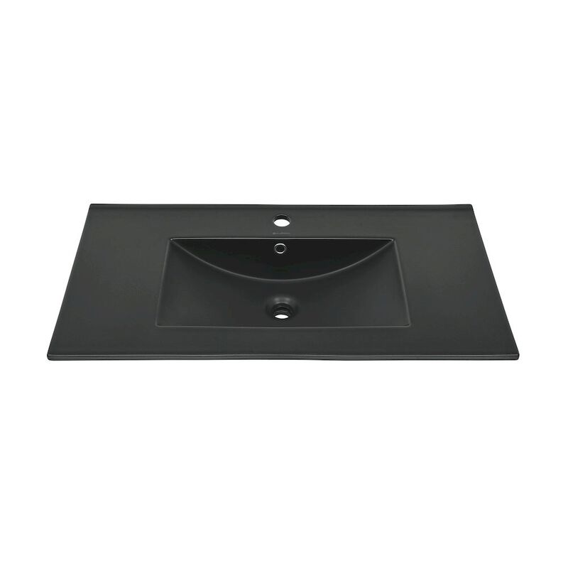 36" Ceramic Vanity Top with Single Faucet Hole in Matte Black image number 2
