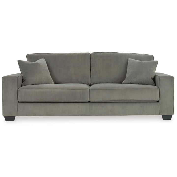 Benjara Leate 94 Inch Sofa, 2 Throw Pillows, Reversible Cushions, Polyester, Gray and Black