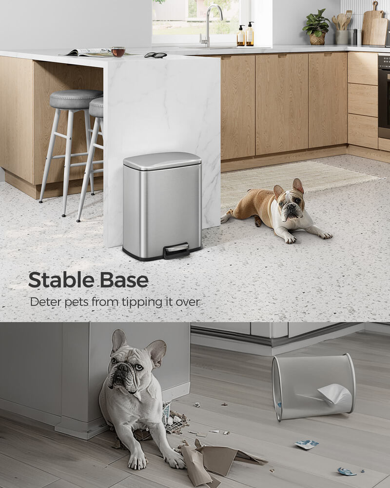 Stainless Steel Trash Can with Soft Close Lid and Removable Liner image number 4