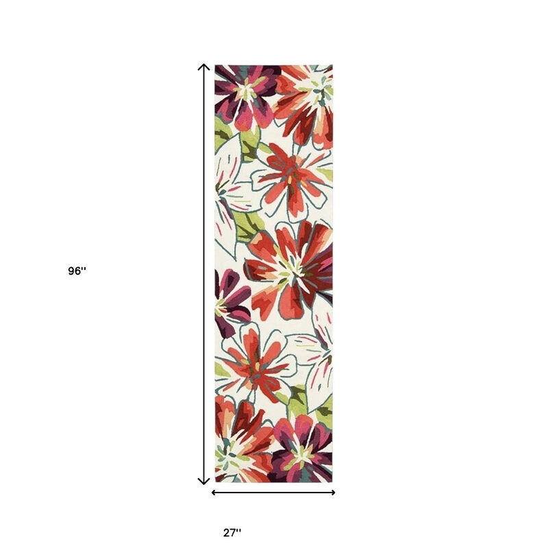 HomeRoots Botanical Leaves Hand Carved Handmade Runner Rug image number 2