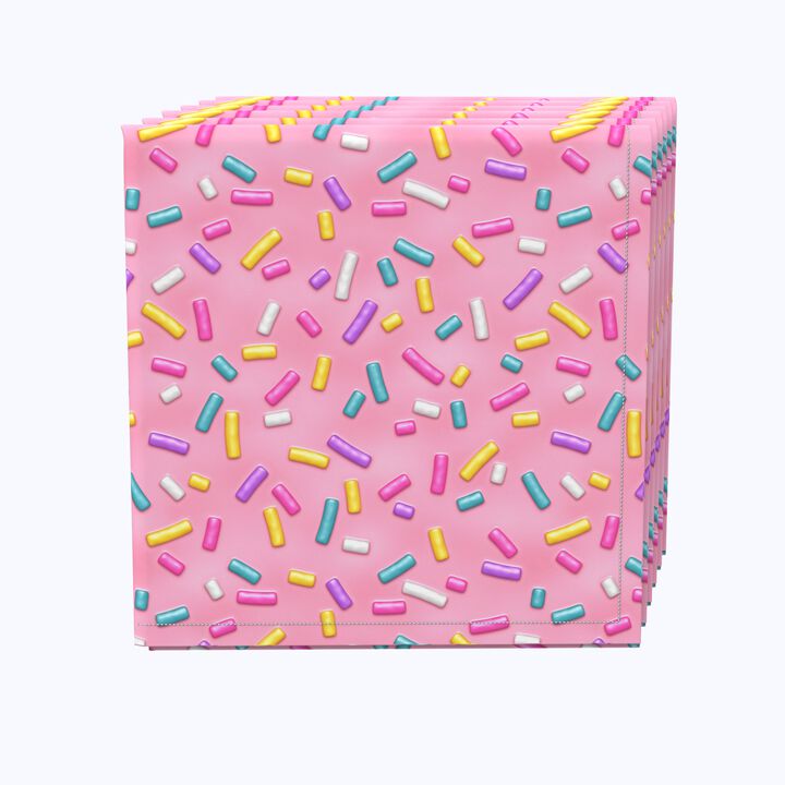 Fabric Textile Products, Inc. Napkin Set, 100% Polyester, Set of 4, Rainbow Sprinkles Pink