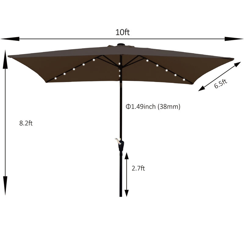 Streamdale Solar Lighted Patio Umbrella with Crank (10' x 6.5')