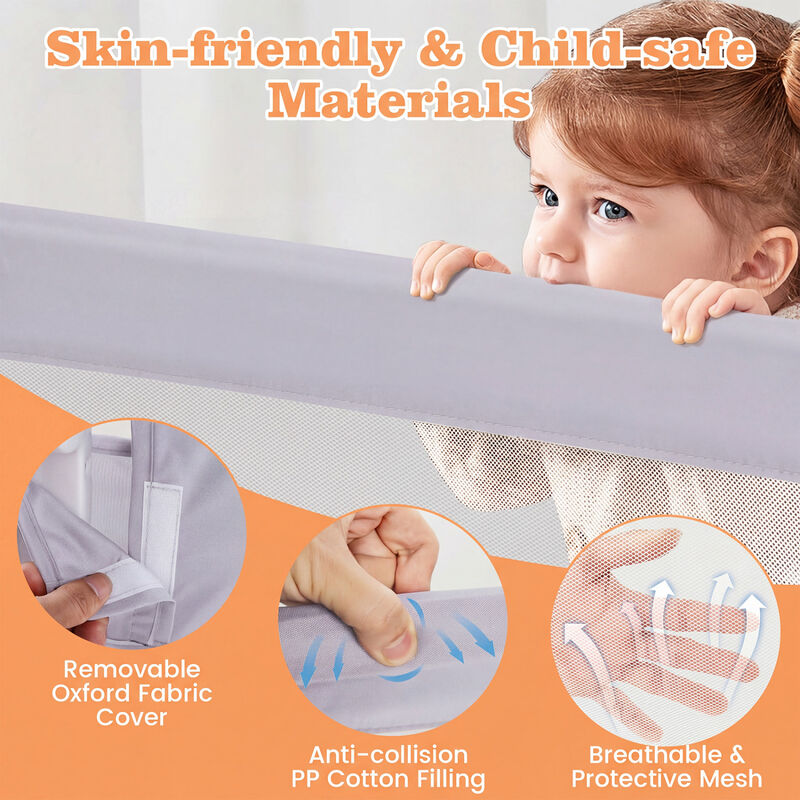 Foldable Baby Bed Guard Rail with Swing Down Design for Bedroom image number 4