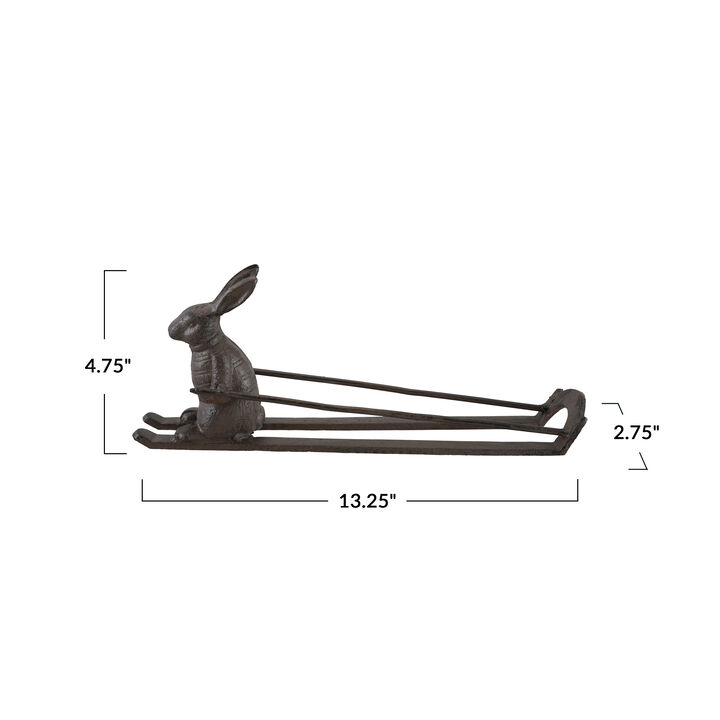 Skiing Rabbit Cast Iron Bottle Holder