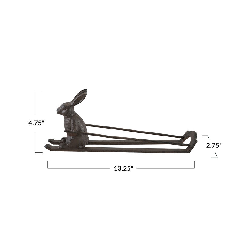 Skiing Rabbit Cast Iron Bottle Holder image number 1