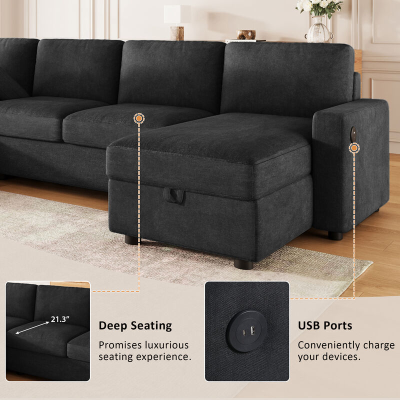 Merax Sectional Sofa Convertible Sectional Sofa U-shaped Sofa