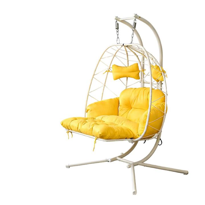 Hivvago Double Hanging Egg Chair with Stand & Cushions