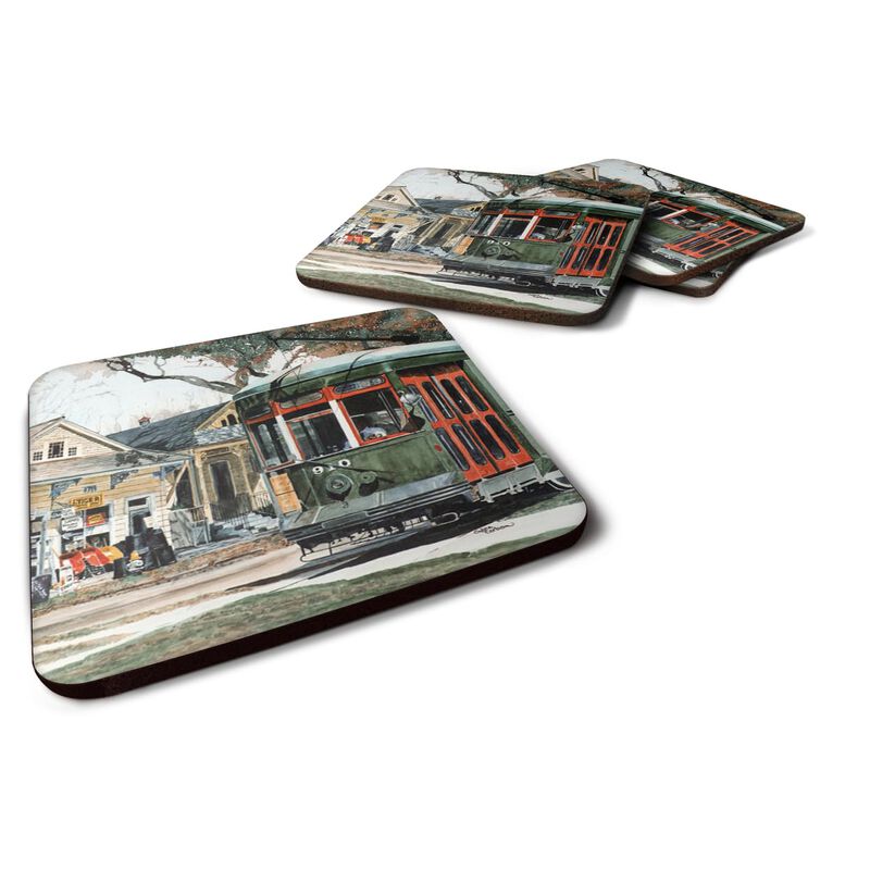 Caroline's Treasures 8108FC New Orleans Streetcar Foam Coasters (Set of 4), 3.5 H x 3.5 W, Multicolor image number 0