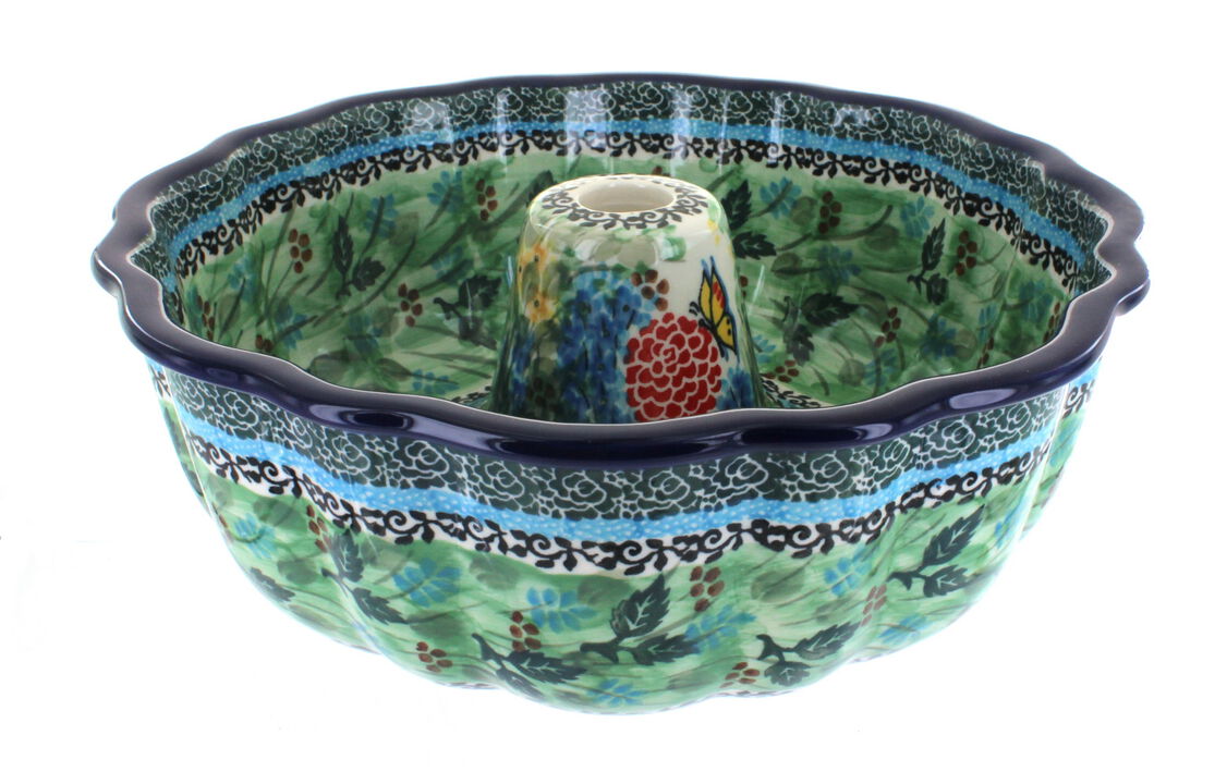Blue Rose Polish Pottery Georgia Blue Ring Cake Pan