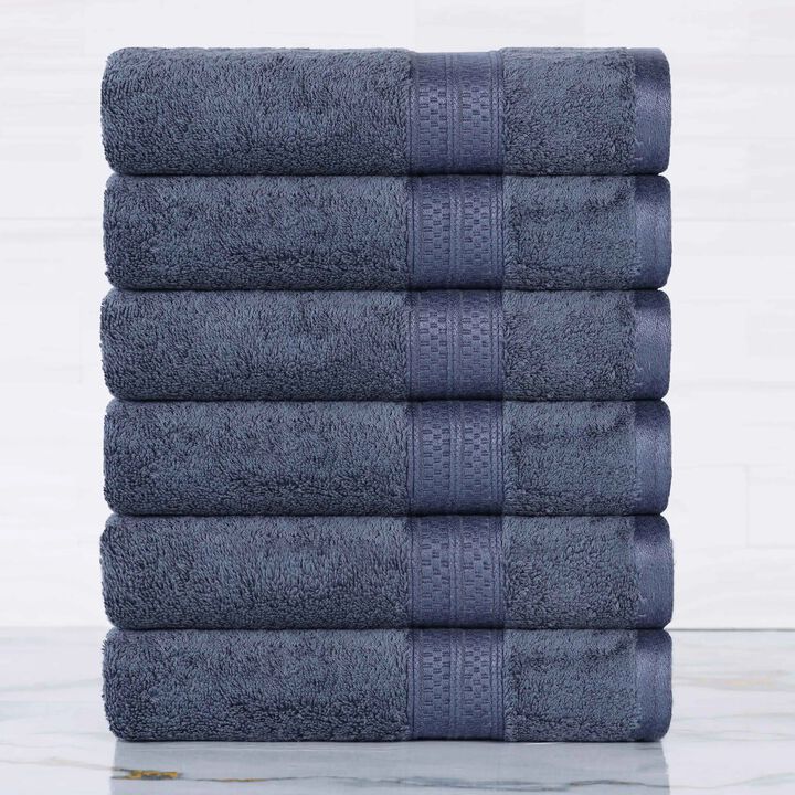 Heavyweight 6 Piece Hand Towel Set with Plush Rayon Blend Fabric
