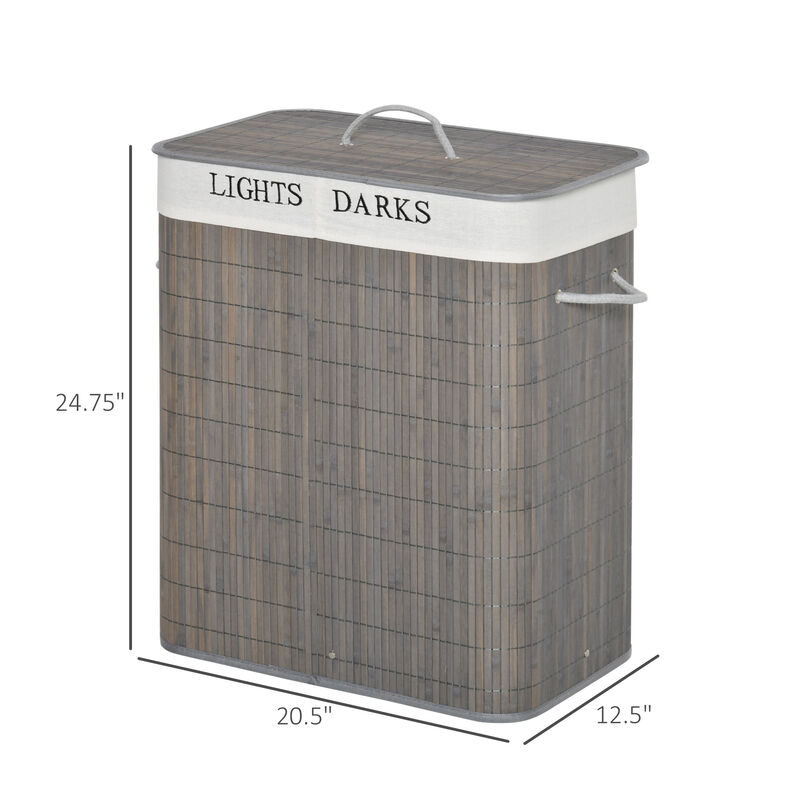 Hivvago Collapsible Bamboo Laundry Basket with Handles image number 2