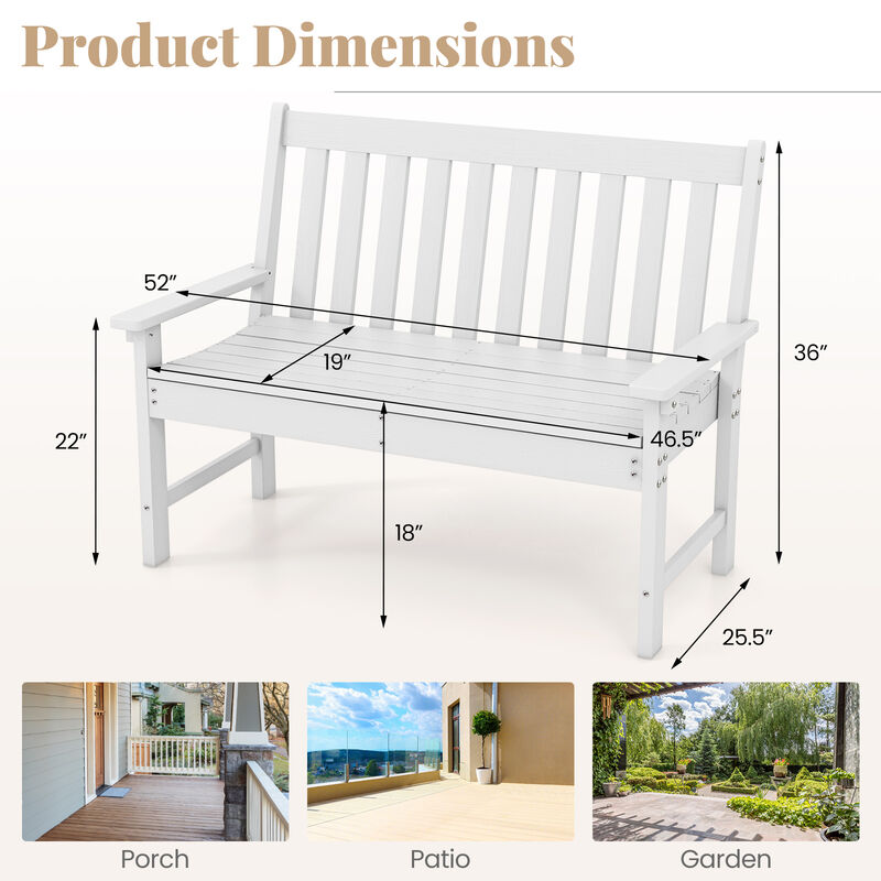 All-Weather HDPE Outdoor Bench with Backrest and Armrests