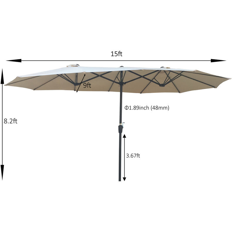 Streamdale Double-Sided Patio Umbrella 15x9FT image number 4
