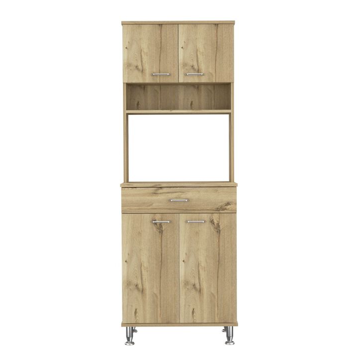 DEPOT E-SHOP Helis 60 Pantry Double Door Cabinet, One Drawer, Four Legs, Three Shelves