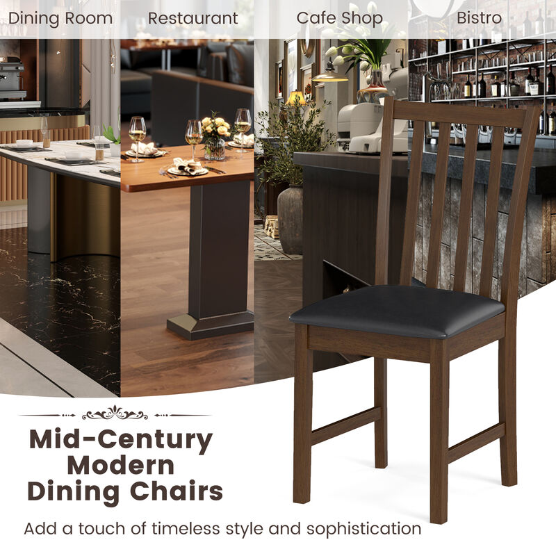 Set of 2 Wooden Dining Chairs with Solid Rubber Wood Frame and Padded Seat image number 6