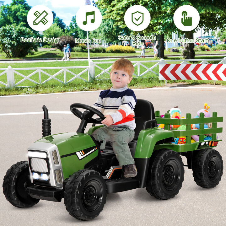 Kids 12V Ride On Tractor with 3 Speed Gears and Front Loader Ages 3 Plus