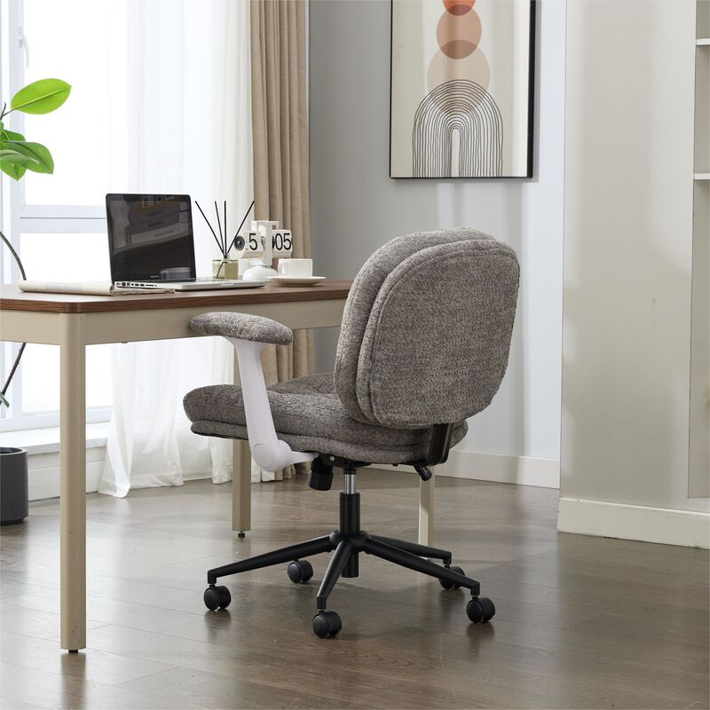 Cross Legged Chair with Flip-up Armrests, Comfy Swivel Chairs with Wide Seat image number 9