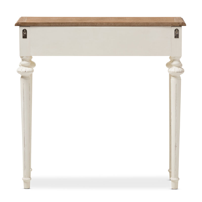 Baxton Studio Marquetterie Oak And White Wash Distressed Finish Wood Two Tone Console Table