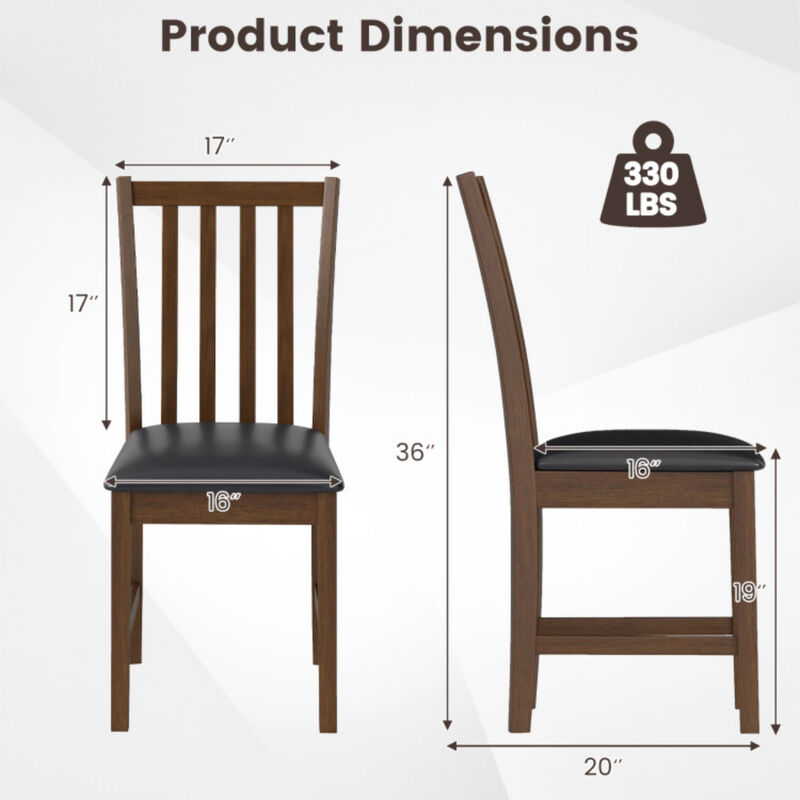 Set of 2 Wooden Dining Chairs with Solid Rubber Wood Frame and Padded Seat image number 2