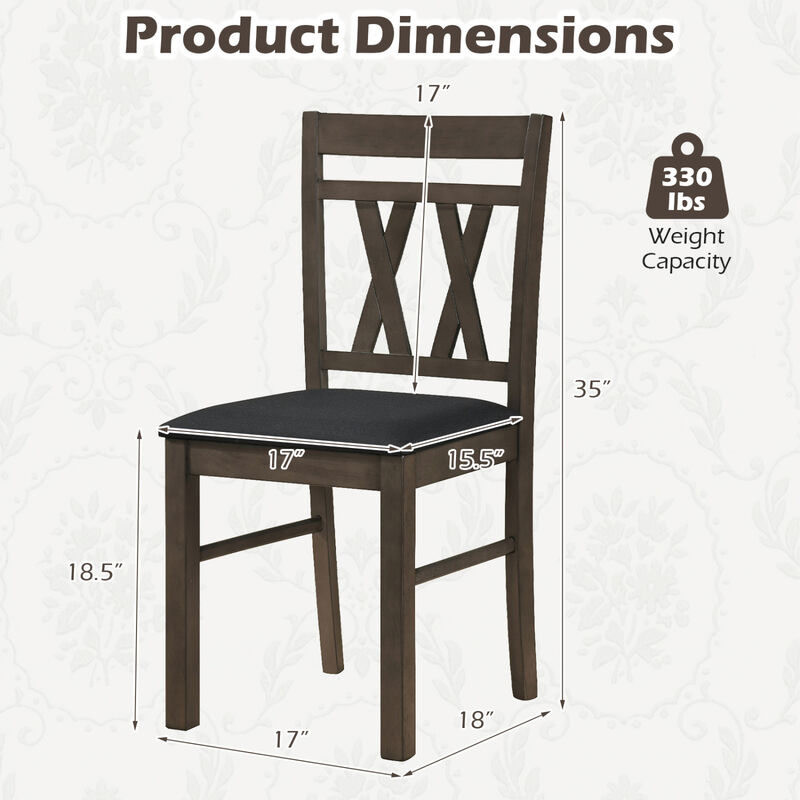 Set of 2 Upholstered Linen Style Dining Chairs for Kitchen and Dining Room Comfort-Rustic Grey image number 2