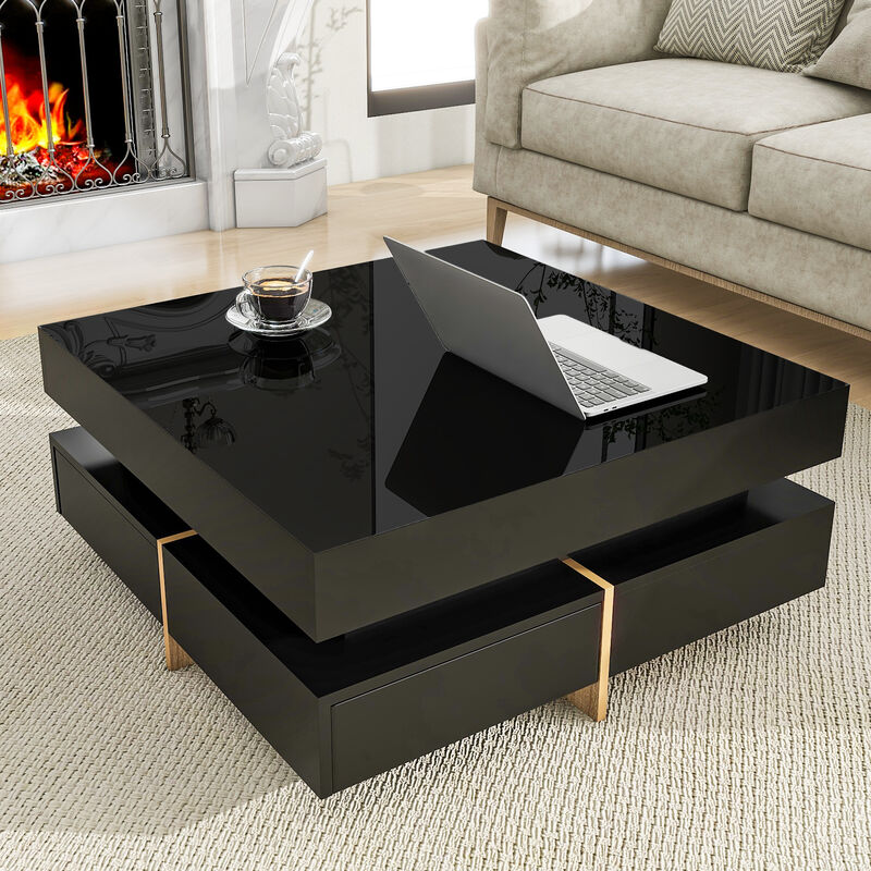 Merax High Gloss Coffee Table with 4 Drawers
