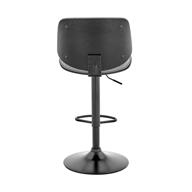 Brock Adjustable Gray Faux Leather and Walnut Wood Stool with Black Base image number 4