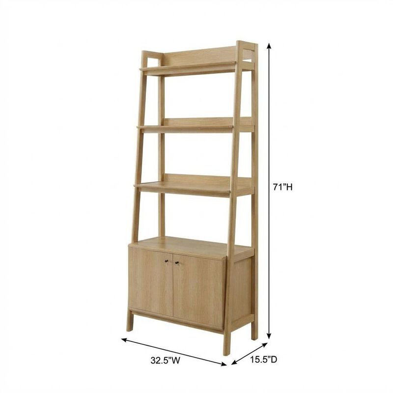 Wooden Bookshelf in Natural Finish with Open Storage Design image number 2