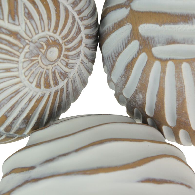 Set of 6 Whitewashed Resin Decorative Art Orb Spheres, 3 Inches in Diameter image number 2