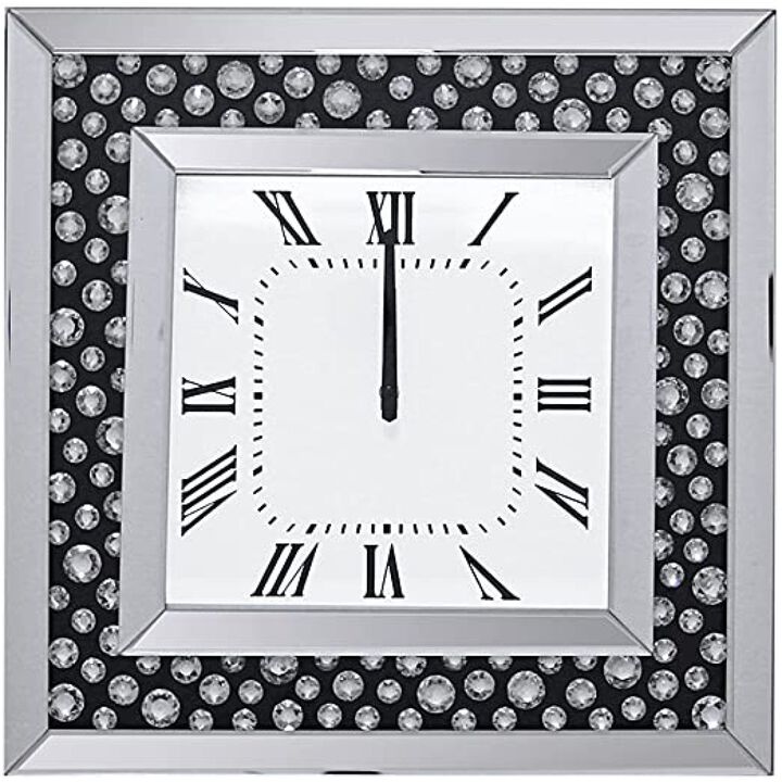Marku Wall Clock in Mirrored & Faux GemStones