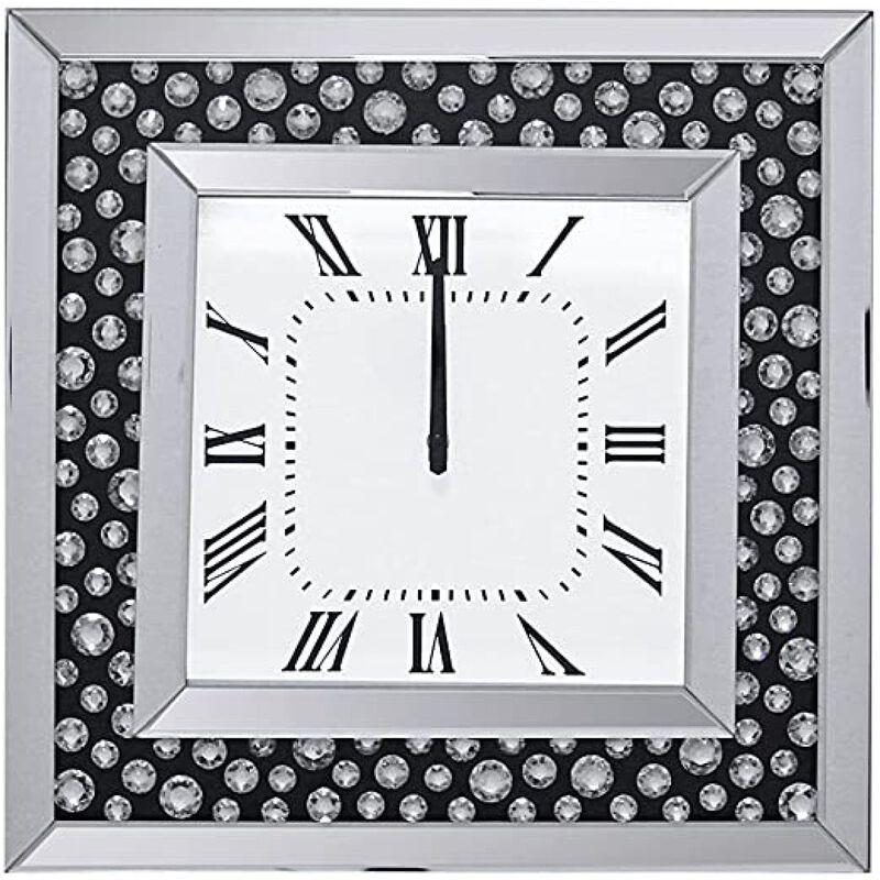 Marku Wall Clock in Mirrored & Faux GemStones