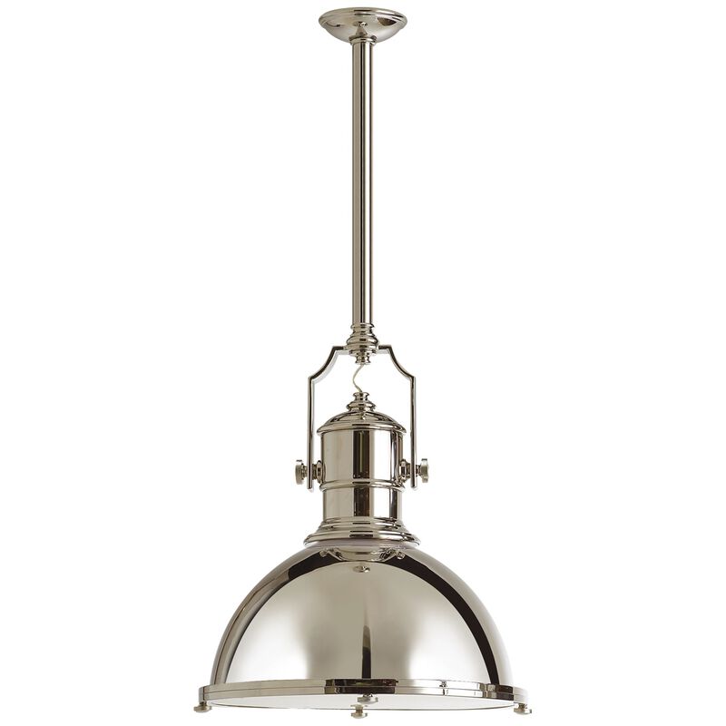 Country Industrial Large Pendant in Polished Nickel