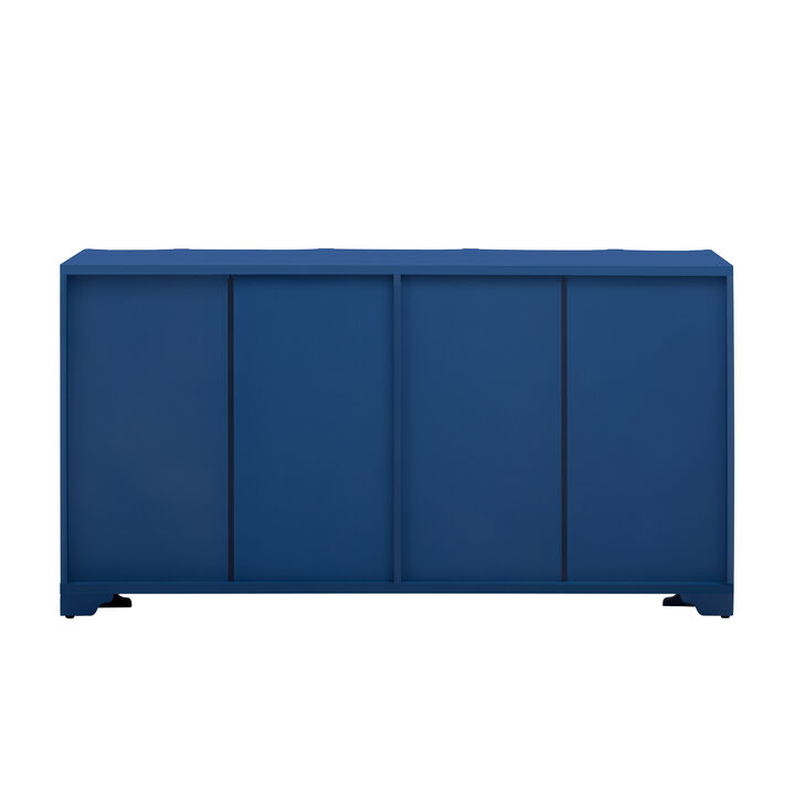 TATEUS Luxurious 4 - Door Sideboard: Intricate Linear Accents and Multi - Layered Pine Veneer