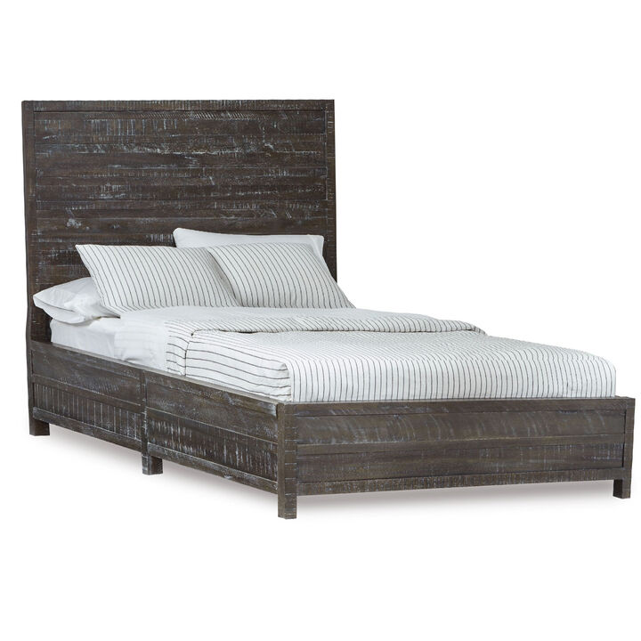 Cas Sengon Tekik Low Profile Panel Queen Bed, Rough Hewn, Rustic Brown